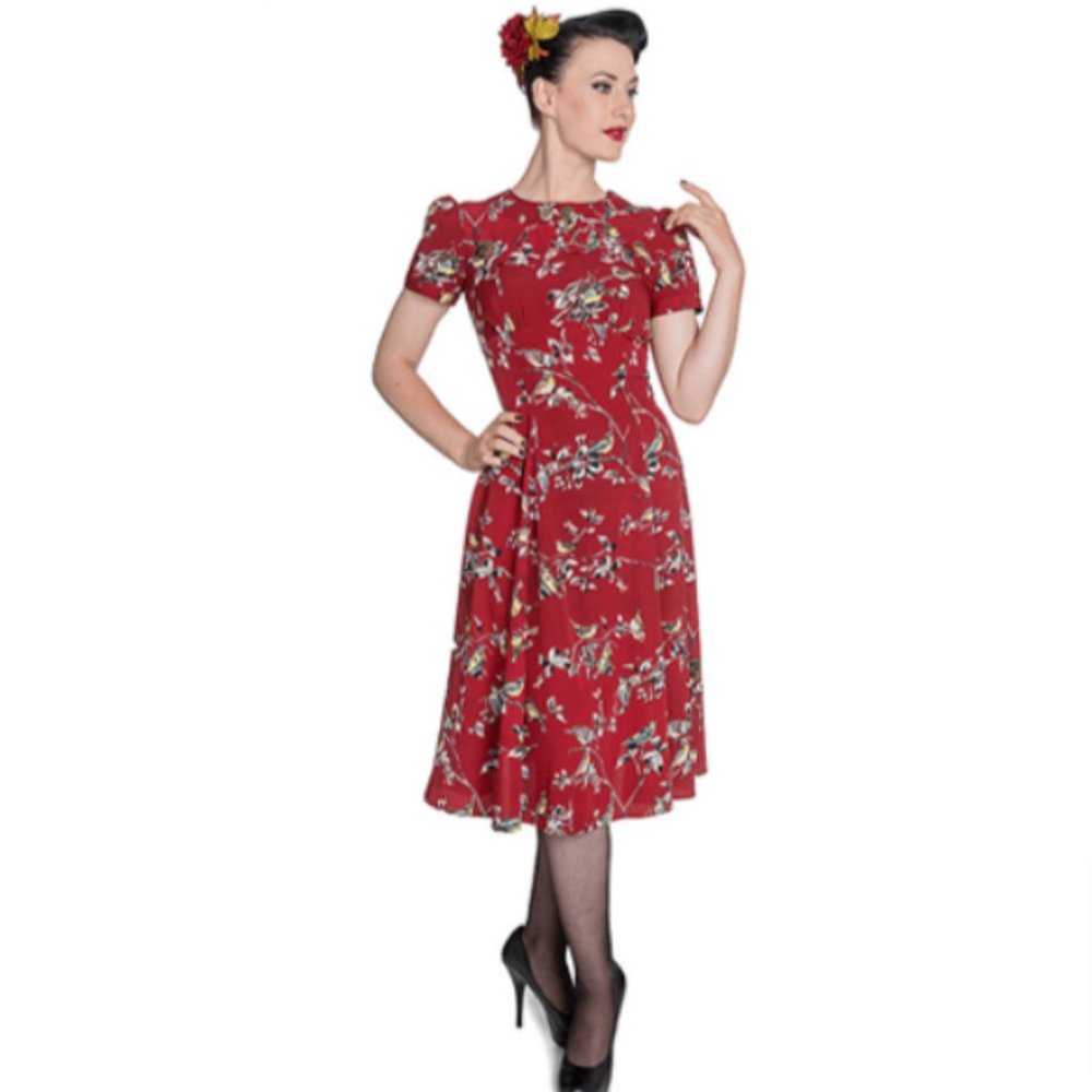 Hell Bunny Birdy 40s 50s Tea Party Pin Up Landgirl WW2 Retro Vintage Style Dress